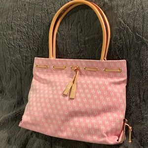 Dooney and Bourke pink fabric tassel tote